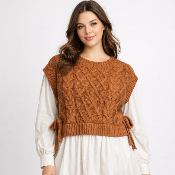 Altar'd State Dresses & Skirts - Altar'd State Morgan Sweater Cable Knit Vest Overlay Dress Womens Medium-NWT-